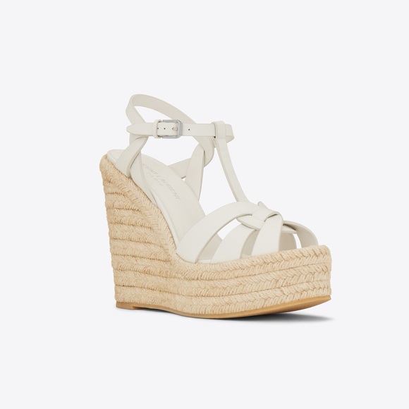YSL Saint Laurent TRIBUTE ESPADRILLES WEDGE in White - Picture 2 of 5